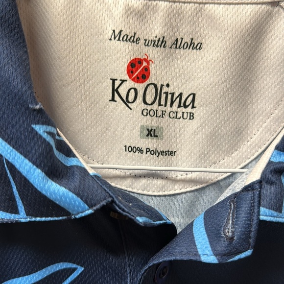 Only worn once Aloha! Navy Blue Pineapple Print Polo Shirt - Picture 3 of 5